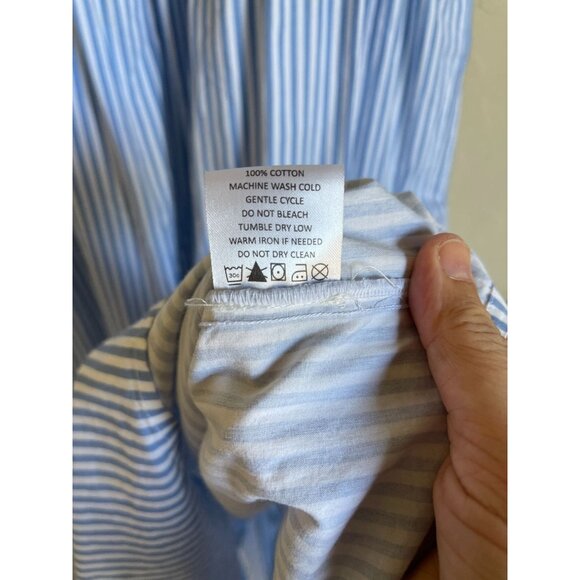 Mud Pie Size Small Blue White Striped Smocked Maxi Dress - Picture 8 of 9